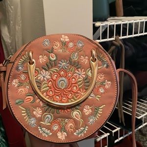 Dusty Rose Embroidered Small Crossbody Purse